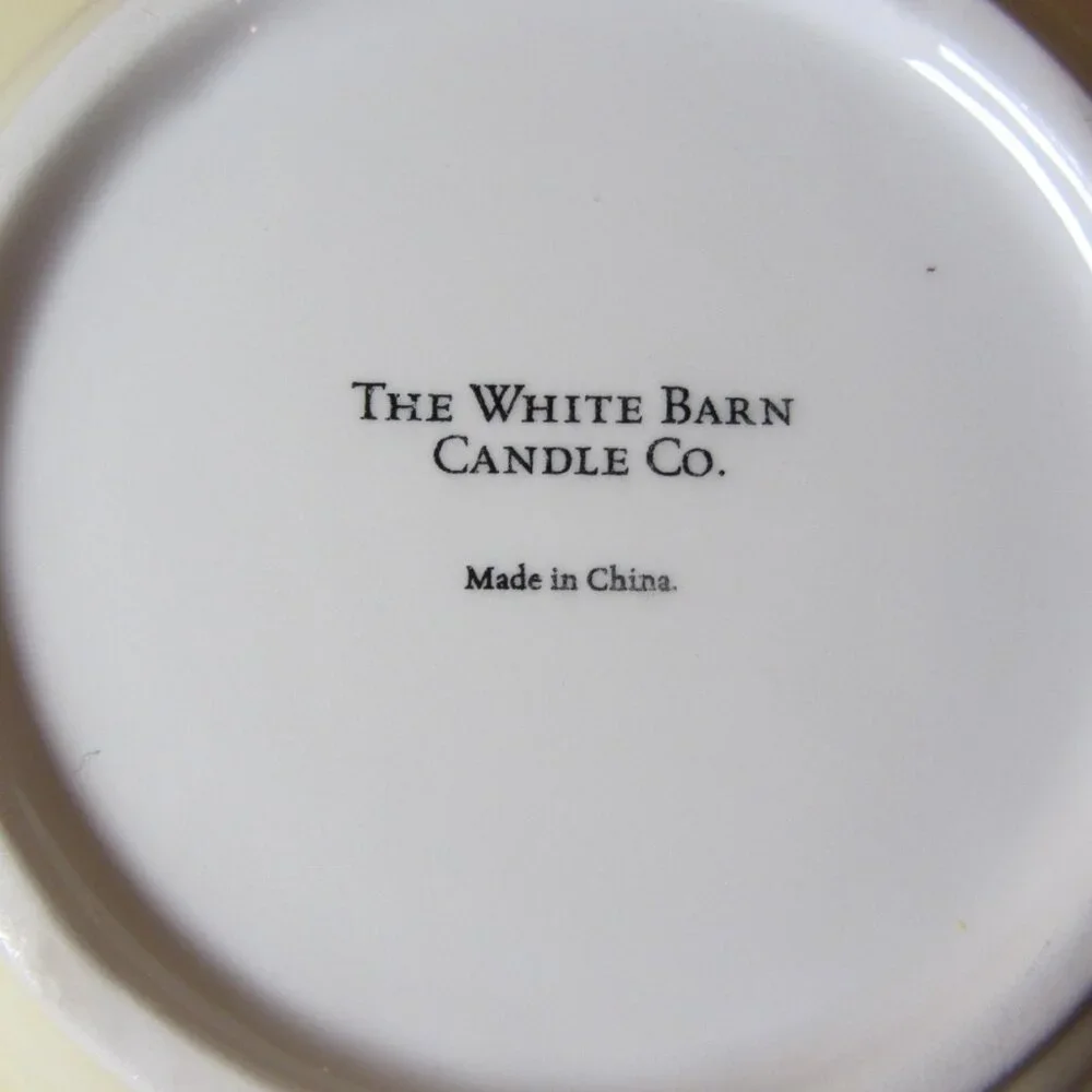 white barn woven ceramic candle plate green & yellow - pair of 2 (W5856) - Picture 5 of 9